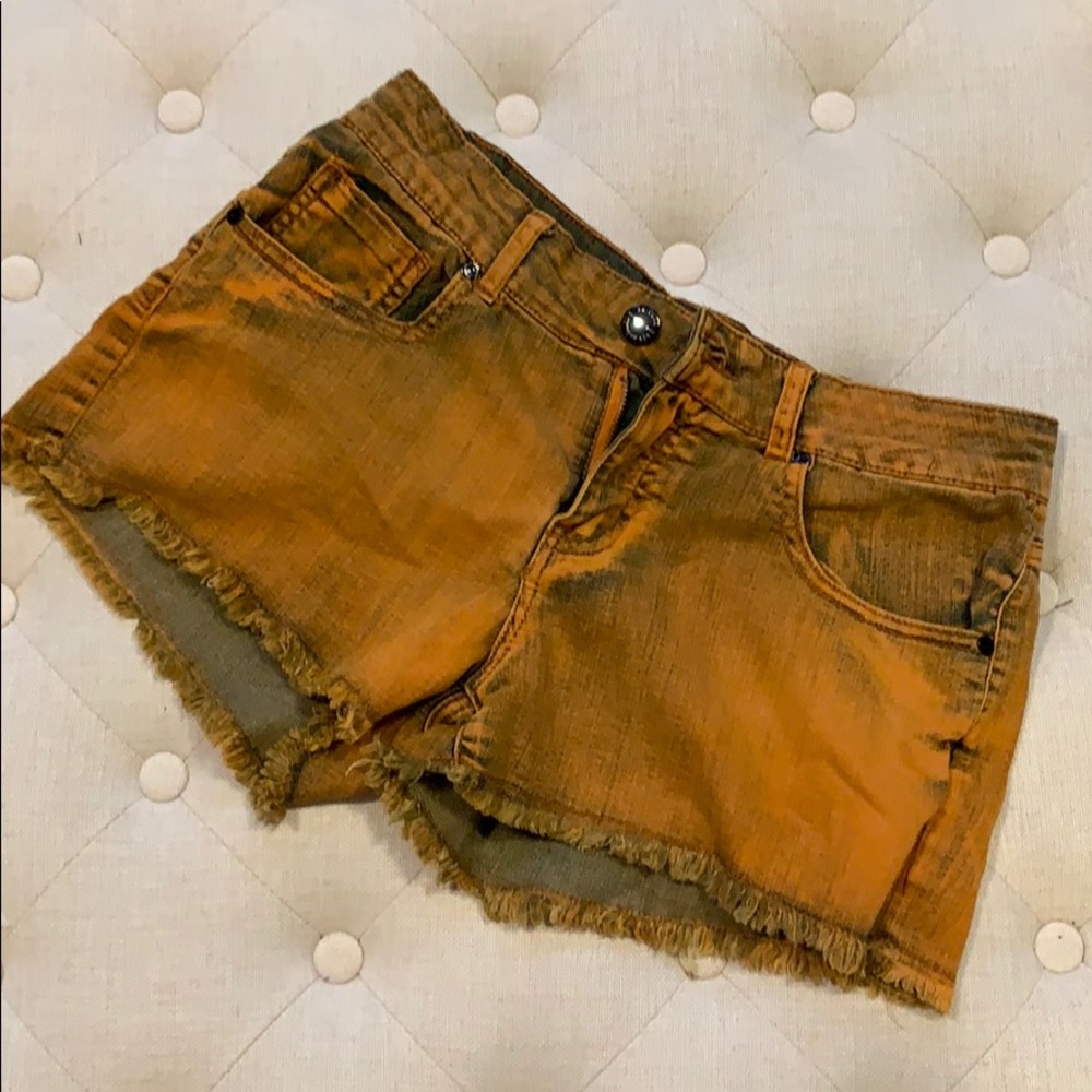 Orange Wash Short Shorts